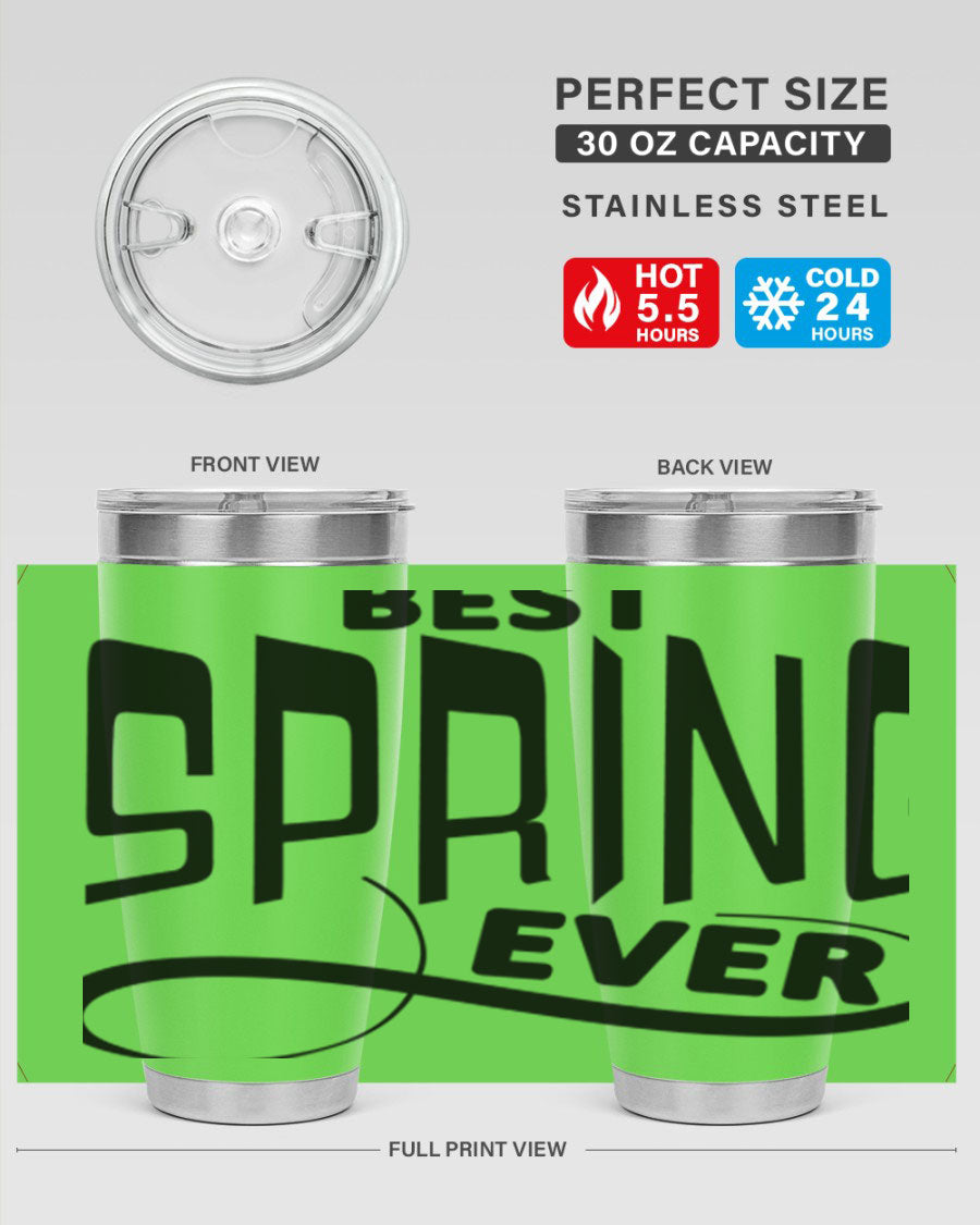 Best Spring Ever35# 20oz Tumbler in stainless steel with a drink-thru lid, showcasing its sleek design and high-quality finish.