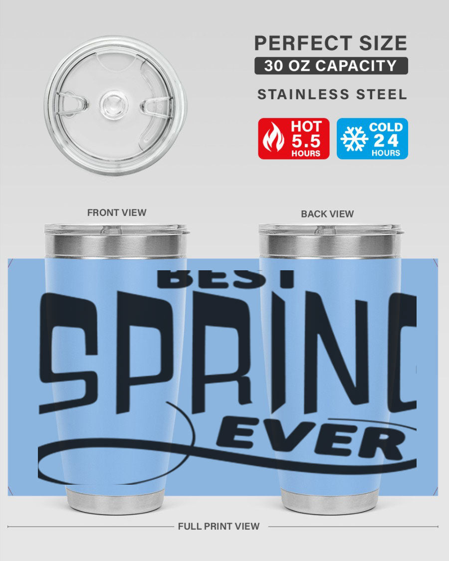 Best Spring Ever35# 20oz Tumbler in stainless steel with a drink-thru lid, showcasing its sleek design and high-quality finish.