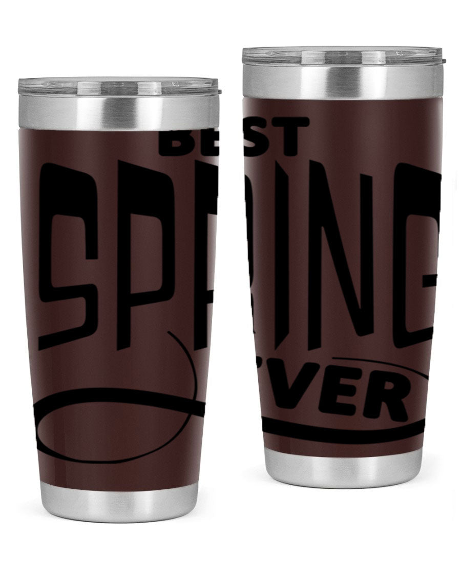 Best Spring Ever35# 20oz Tumbler in stainless steel with a drink-thru lid, showcasing its sleek design and high-quality finish.