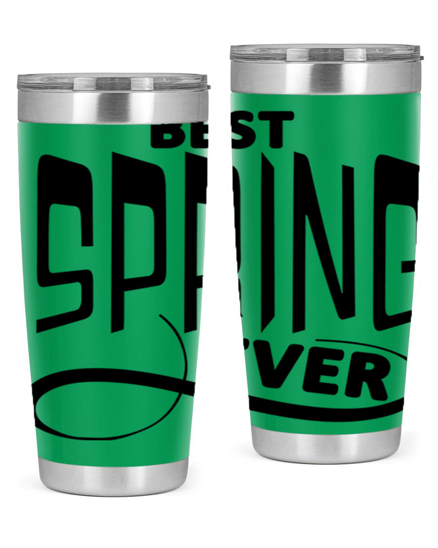 Best Spring Ever35# 20oz Tumbler in stainless steel with a drink-thru lid, showcasing its sleek design and high-quality finish.