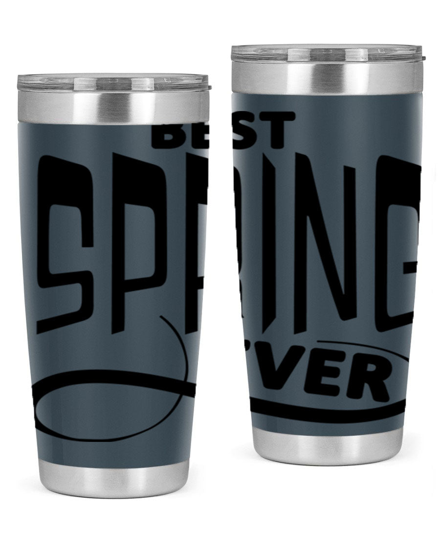 Best Spring Ever35# 20oz Tumbler in stainless steel with a drink-thru lid, showcasing its sleek design and high-quality finish.