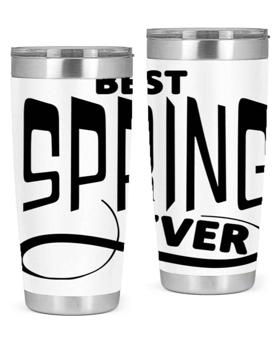 Best Spring Ever35# 20oz Tumbler in stainless steel with a drink-thru lid, showcasing its sleek design and high-quality finish.