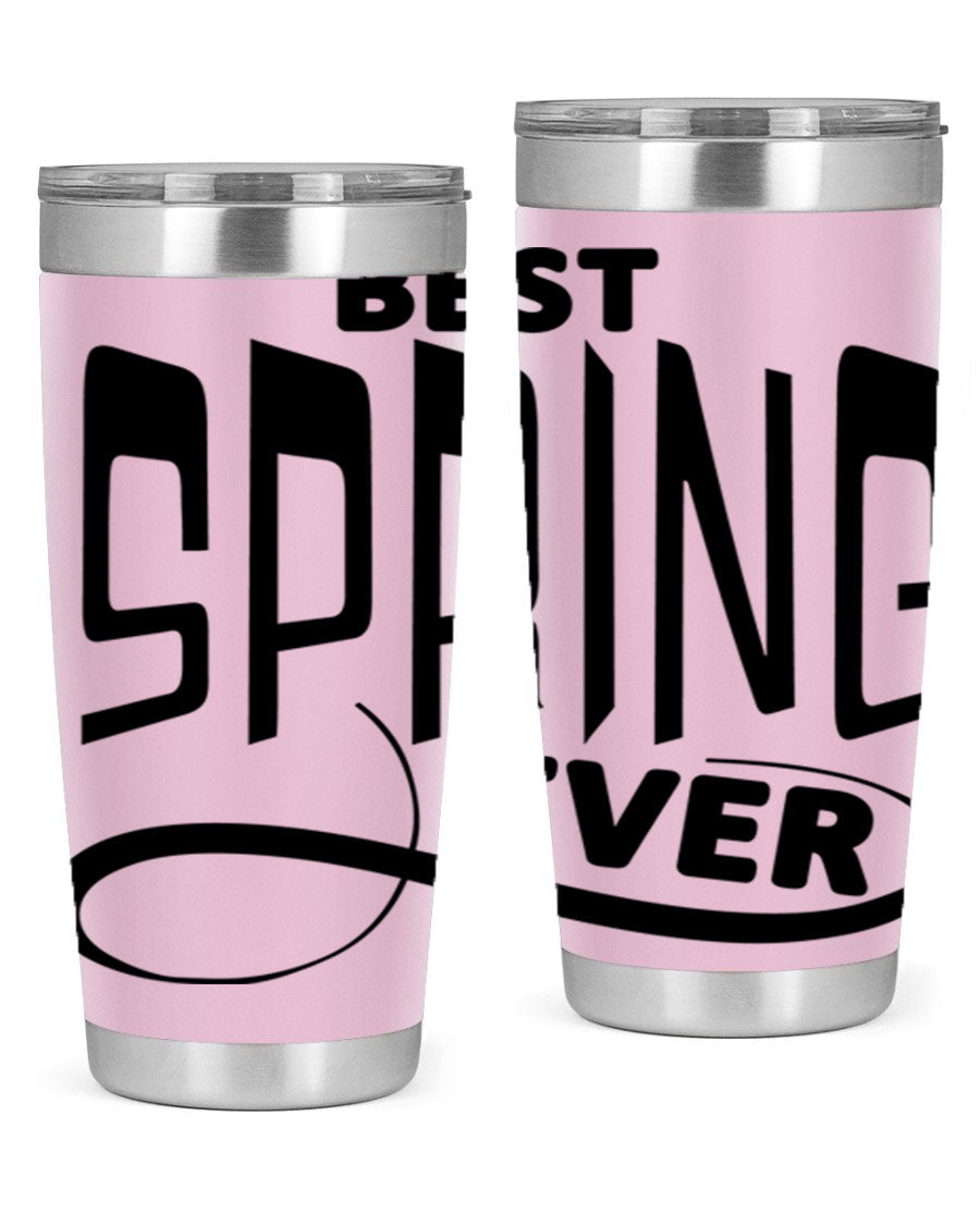 Best Spring Ever35# 20oz Tumbler in stainless steel with a drink-thru lid, showcasing its sleek design and high-quality finish.