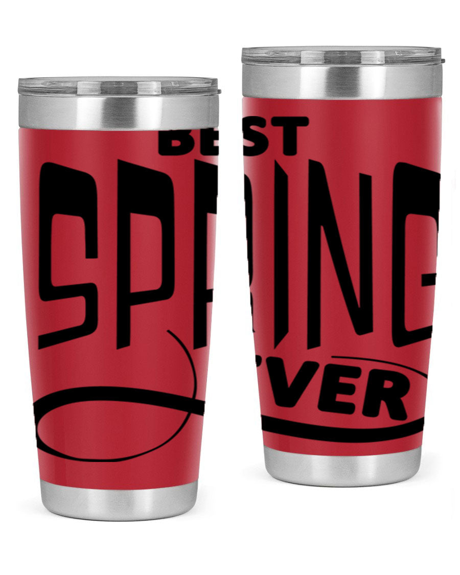 Best Spring Ever35# 20oz Tumbler in stainless steel with a drink-thru lid, showcasing its sleek design and high-quality finish.