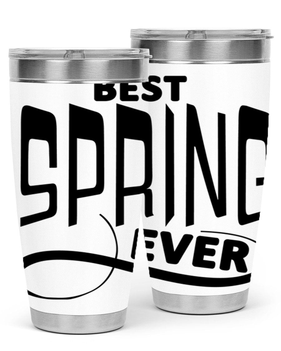 Best Spring Ever35# 20oz Tumbler in stainless steel with a drink-thru lid, showcasing its sleek design and high-quality finish.