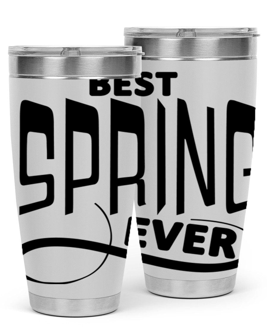 Best Spring Ever35# 20oz Tumbler in stainless steel with a drink-thru lid, showcasing its sleek design and high-quality finish.