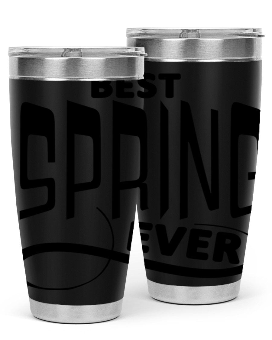 Best Spring Ever35# 20oz Tumbler in stainless steel with a drink-thru lid, showcasing its sleek design and high-quality finish.