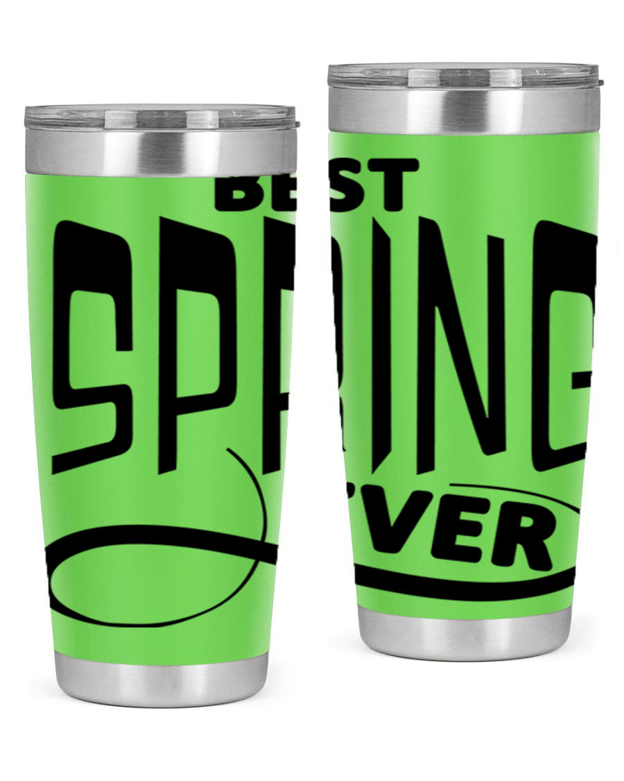 Best Spring Ever35# 20oz Tumbler in stainless steel with a drink-thru lid, showcasing its sleek design and high-quality finish.