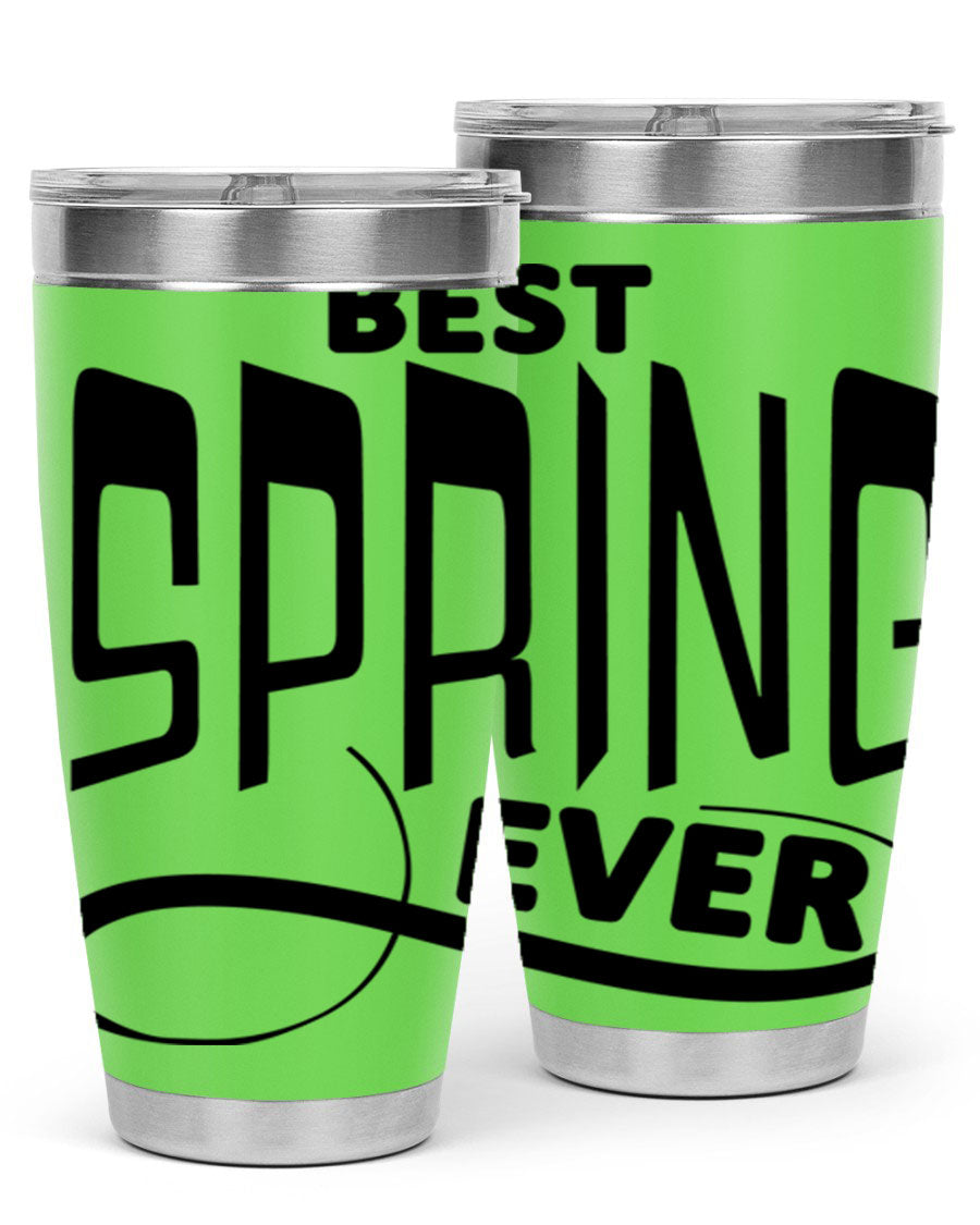 Best Spring Ever35# 20oz Tumbler in stainless steel with a drink-thru lid, showcasing its sleek design and high-quality finish.