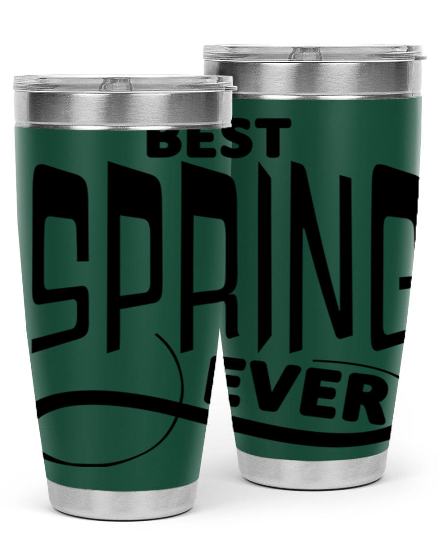 Best Spring Ever35# 20oz Tumbler in stainless steel with a drink-thru lid, showcasing its sleek design and high-quality finish.