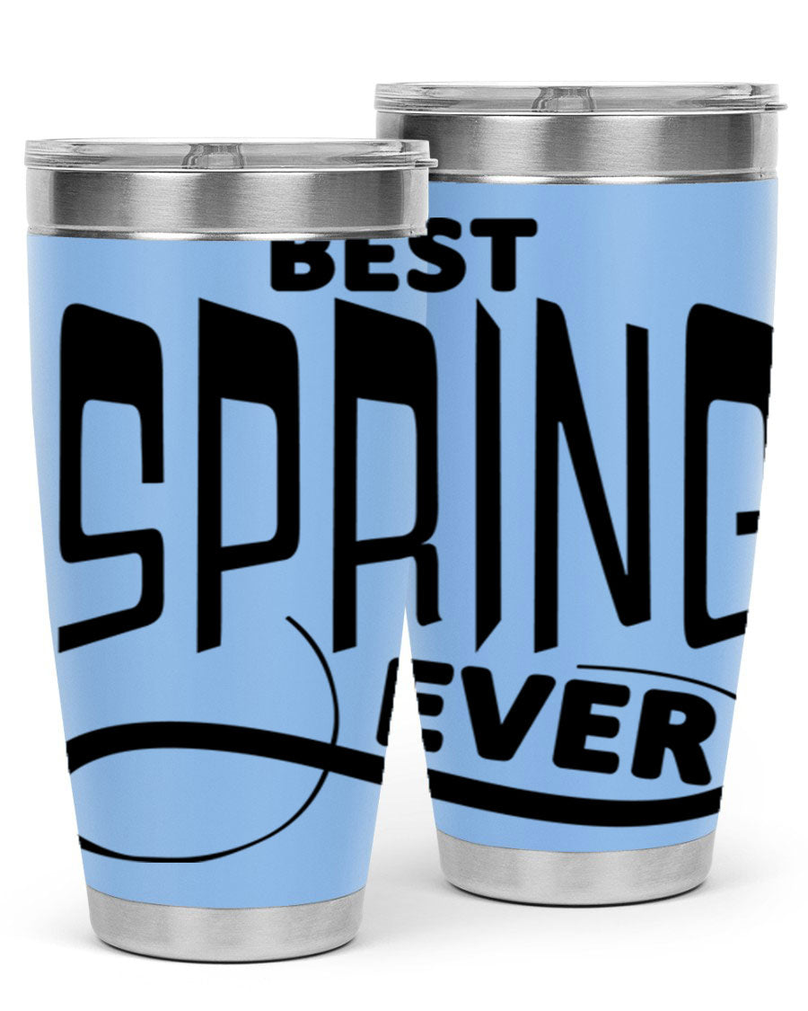 Best Spring Ever35# 20oz Tumbler in stainless steel with a drink-thru lid, showcasing its sleek design and high-quality finish.