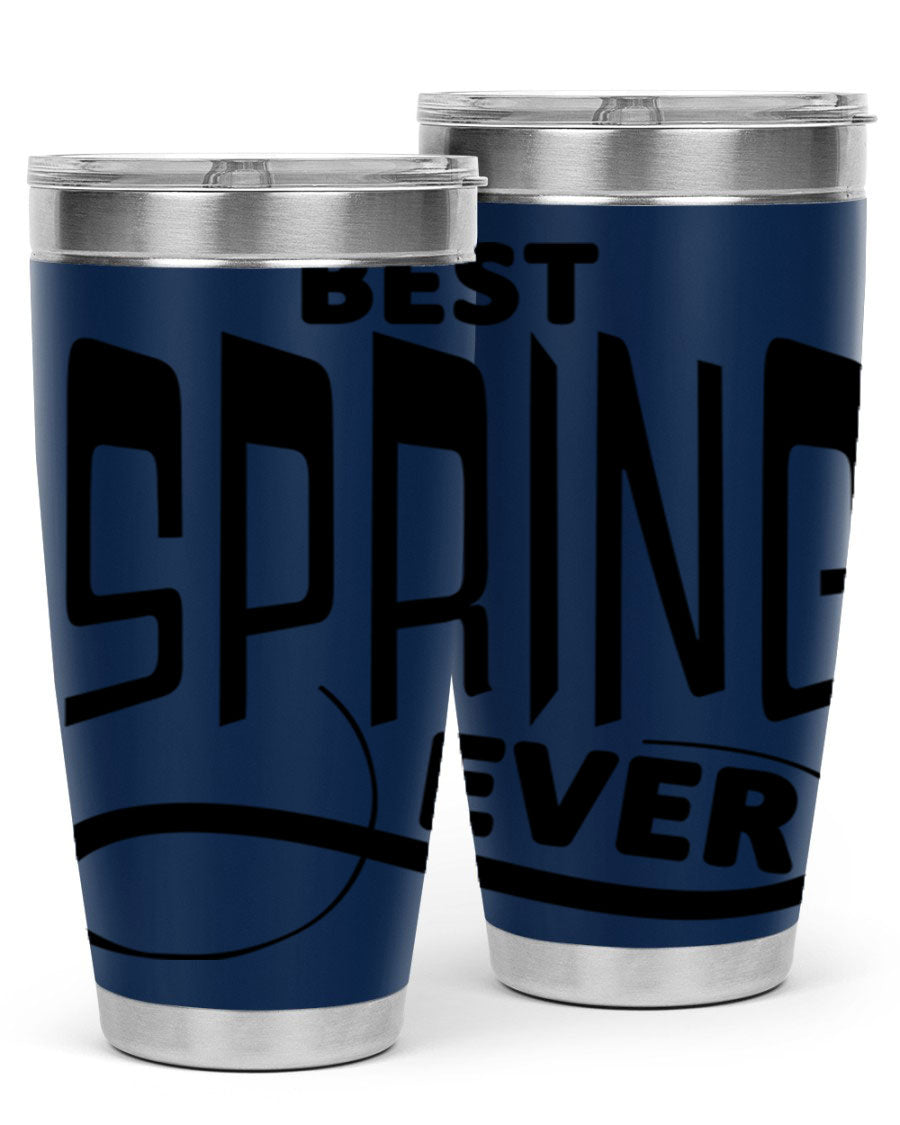 Best Spring Ever35# 20oz Tumbler in stainless steel with a drink-thru lid, showcasing its sleek design and high-quality finish.