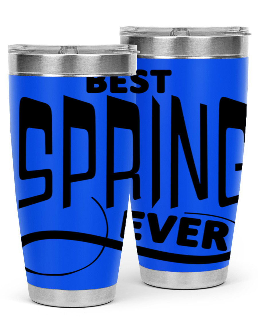 Best Spring Ever35# 20oz Tumbler in stainless steel with a drink-thru lid, showcasing its sleek design and high-quality finish.