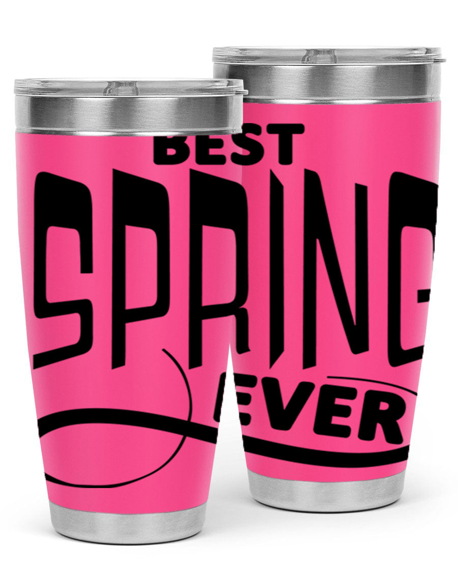 Best Spring Ever35# 20oz Tumbler in stainless steel with a drink-thru lid, showcasing its sleek design and high-quality finish.