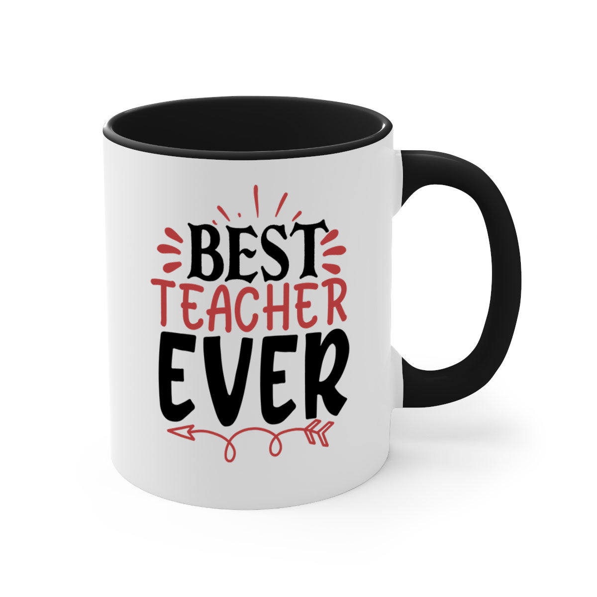 Best Teacher Ever Style 189# Mug with a glossy finish, featuring a colored handle and interior, available in multiple colors.