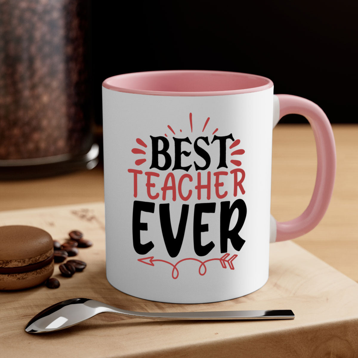 Best Teacher Ever Style 189# Mug with a glossy finish, featuring a colored handle and interior, available in multiple colors.