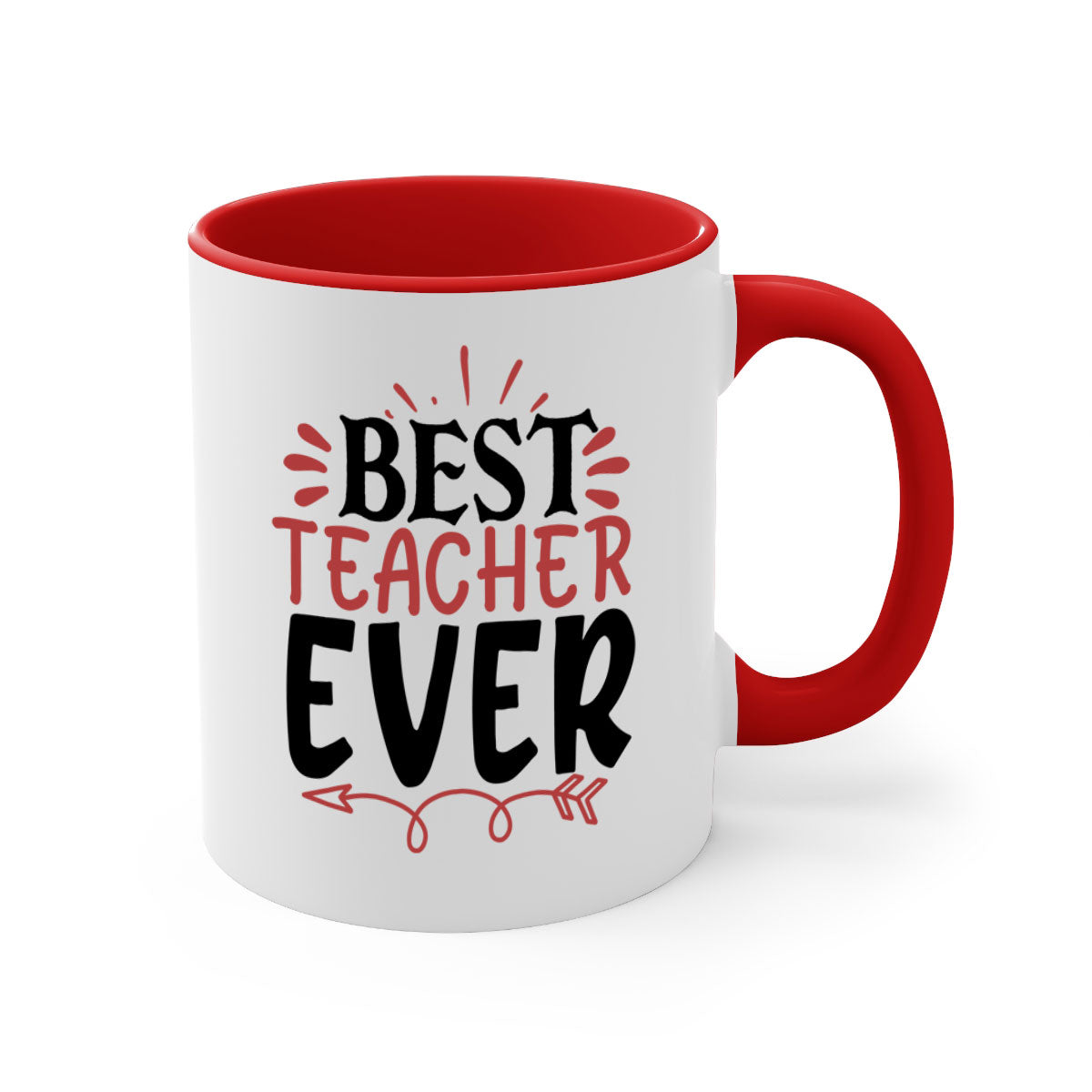 Best Teacher Ever Style 189# Mug with a glossy finish, featuring a colored handle and interior, available in multiple colors.