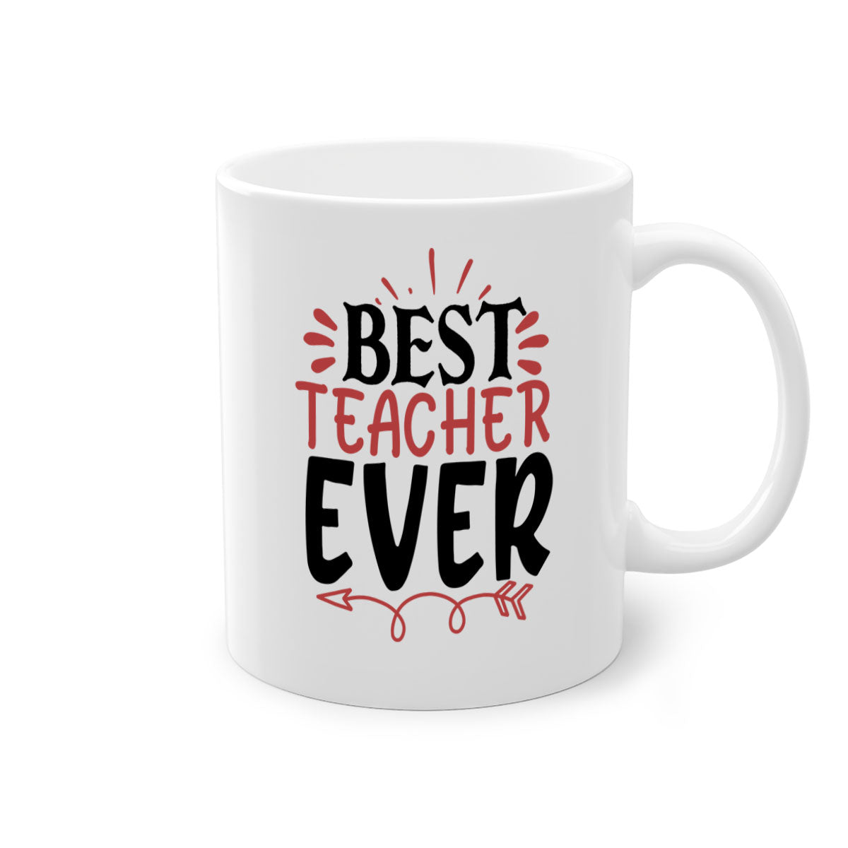 Best Teacher Ever Style 189# Mug with a glossy finish, featuring a colored handle and interior, available in multiple colors.