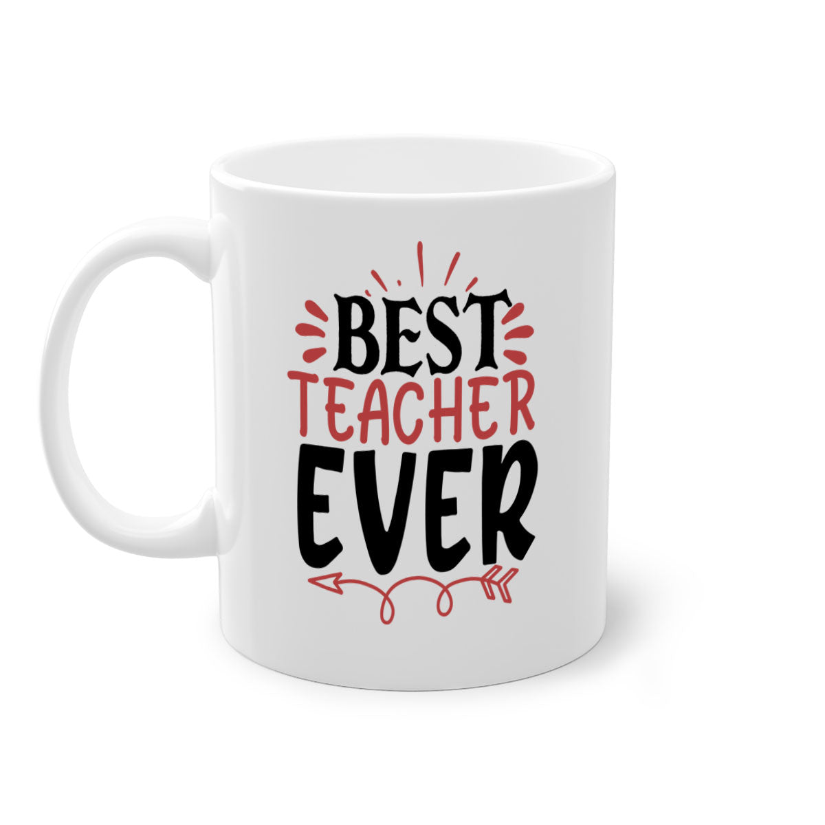 Best Teacher Ever Style 189# Mug with a glossy finish, featuring a colored handle and interior, available in multiple colors.