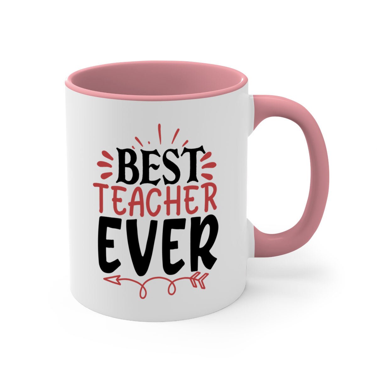 Best Teacher Ever Style 189# Mug with a glossy finish, featuring a colored handle and interior, available in multiple colors.