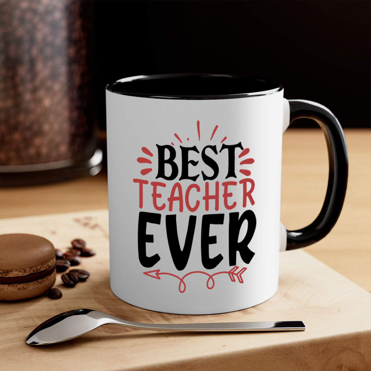 Best Teacher Ever Style 189# Mug with a glossy finish, featuring a colored handle and interior, available in multiple colors.