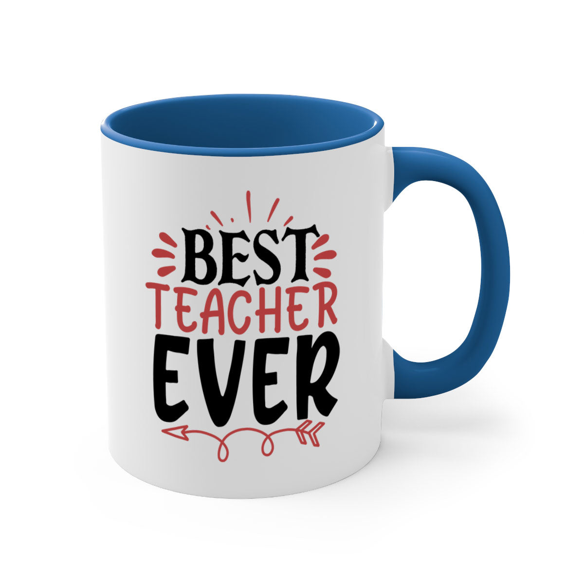 Best Teacher Ever Style 189# Mug with a glossy finish, featuring a colored handle and interior, available in multiple colors.