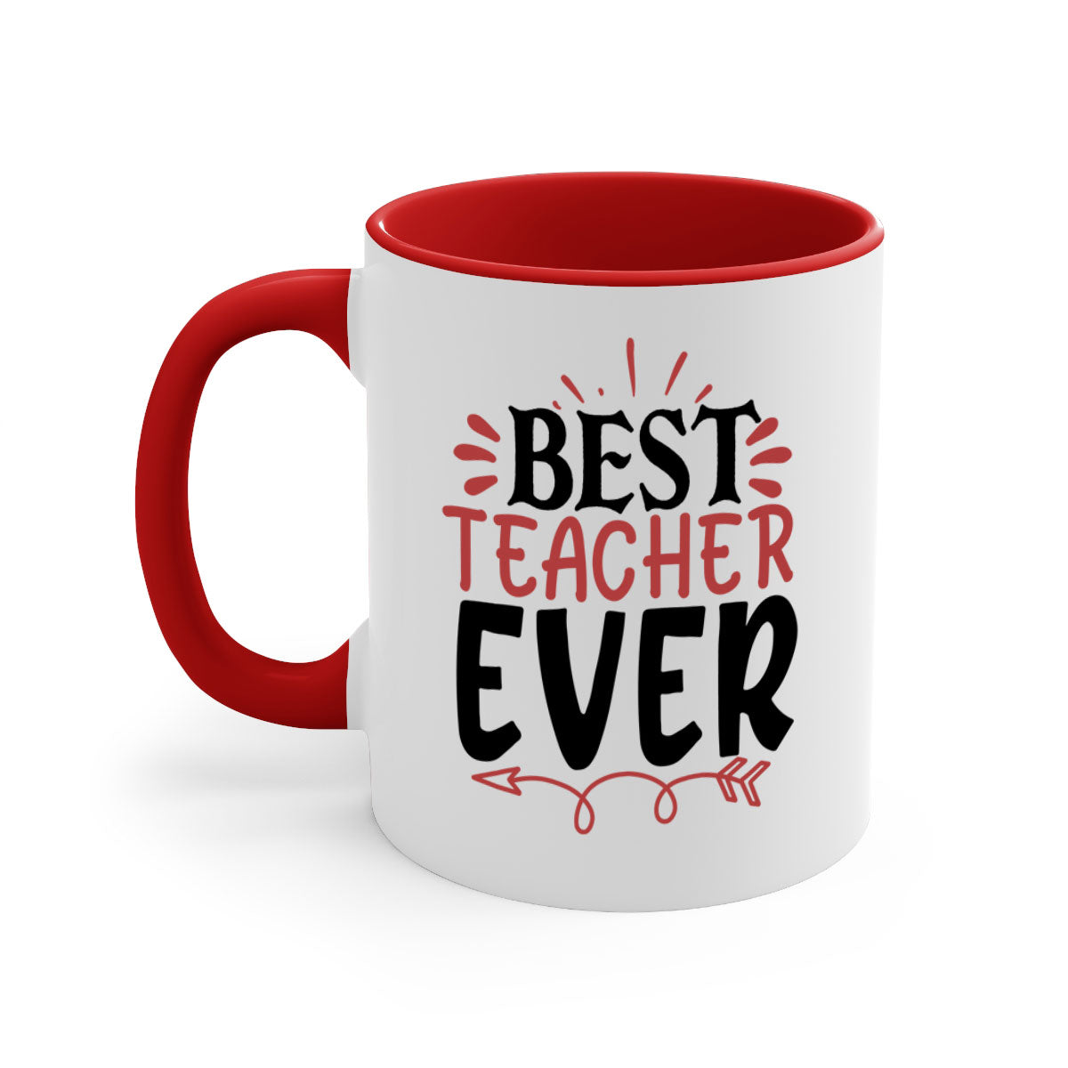 Best Teacher Ever Style 189# Mug with a glossy finish, featuring a colored handle and interior, available in multiple colors.