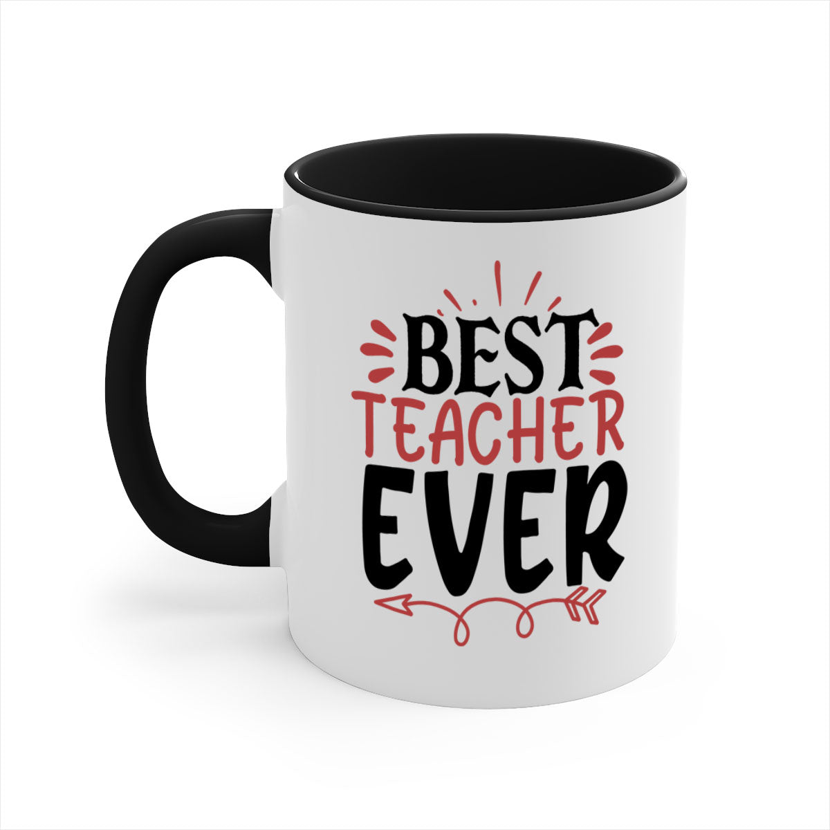 Best Teacher Ever Style 189# Mug with a glossy finish, featuring a colored handle and interior, available in multiple colors.