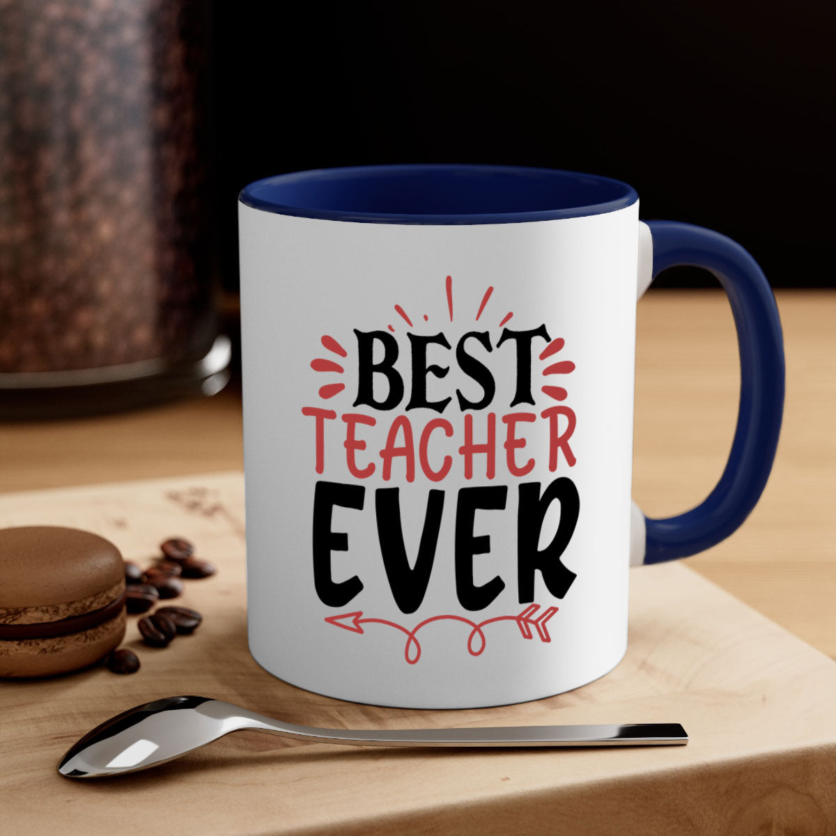 Best Teacher Ever Style 189# Mug with a glossy finish, featuring a colored handle and interior, available in multiple colors.