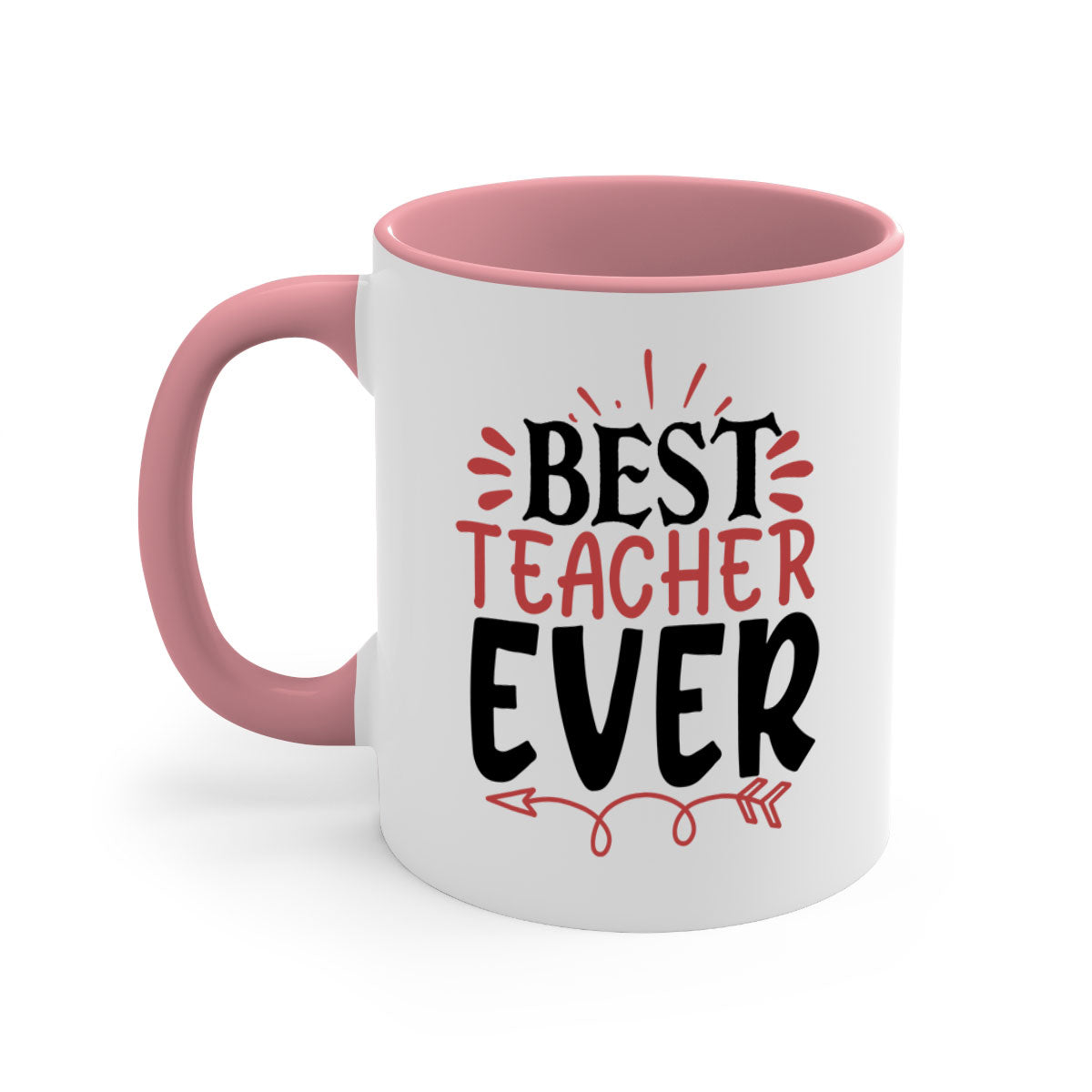 Best Teacher Ever Style 189# Mug with a glossy finish, featuring a colored handle and interior, available in multiple colors.