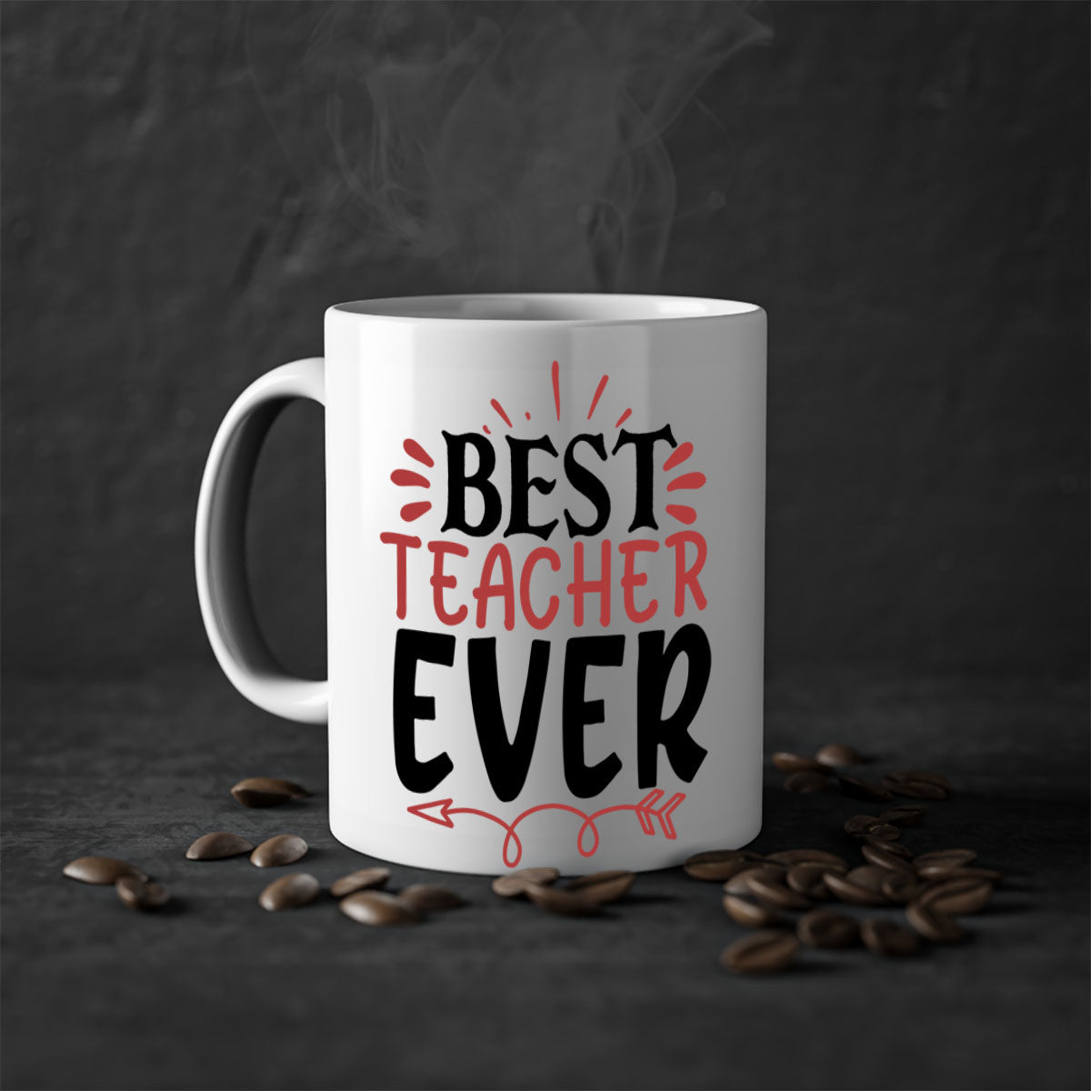 Best Teacher Ever Style 189# Mug with a glossy finish, featuring a colored handle and interior, available in multiple colors.