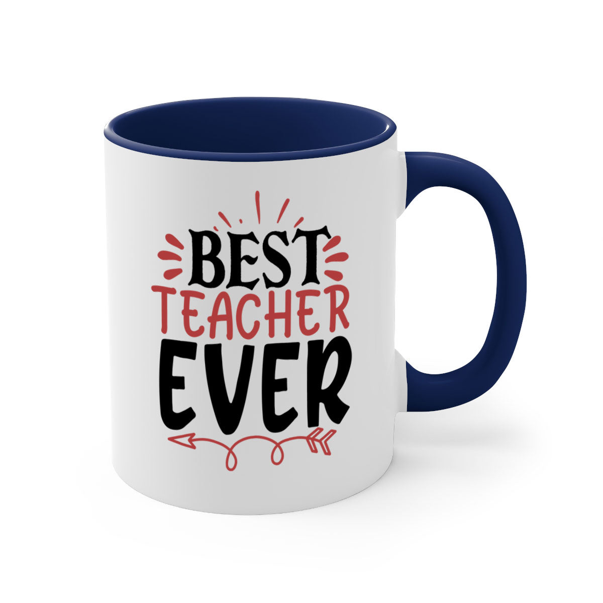 Best Teacher Ever Style 189# Mug with a glossy finish, featuring a colored handle and interior, available in multiple colors.