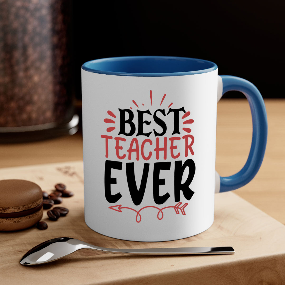 Best Teacher Ever Style 119# Mug with a two-tone design featuring a colored handle and glossy finish, available in multiple colors.