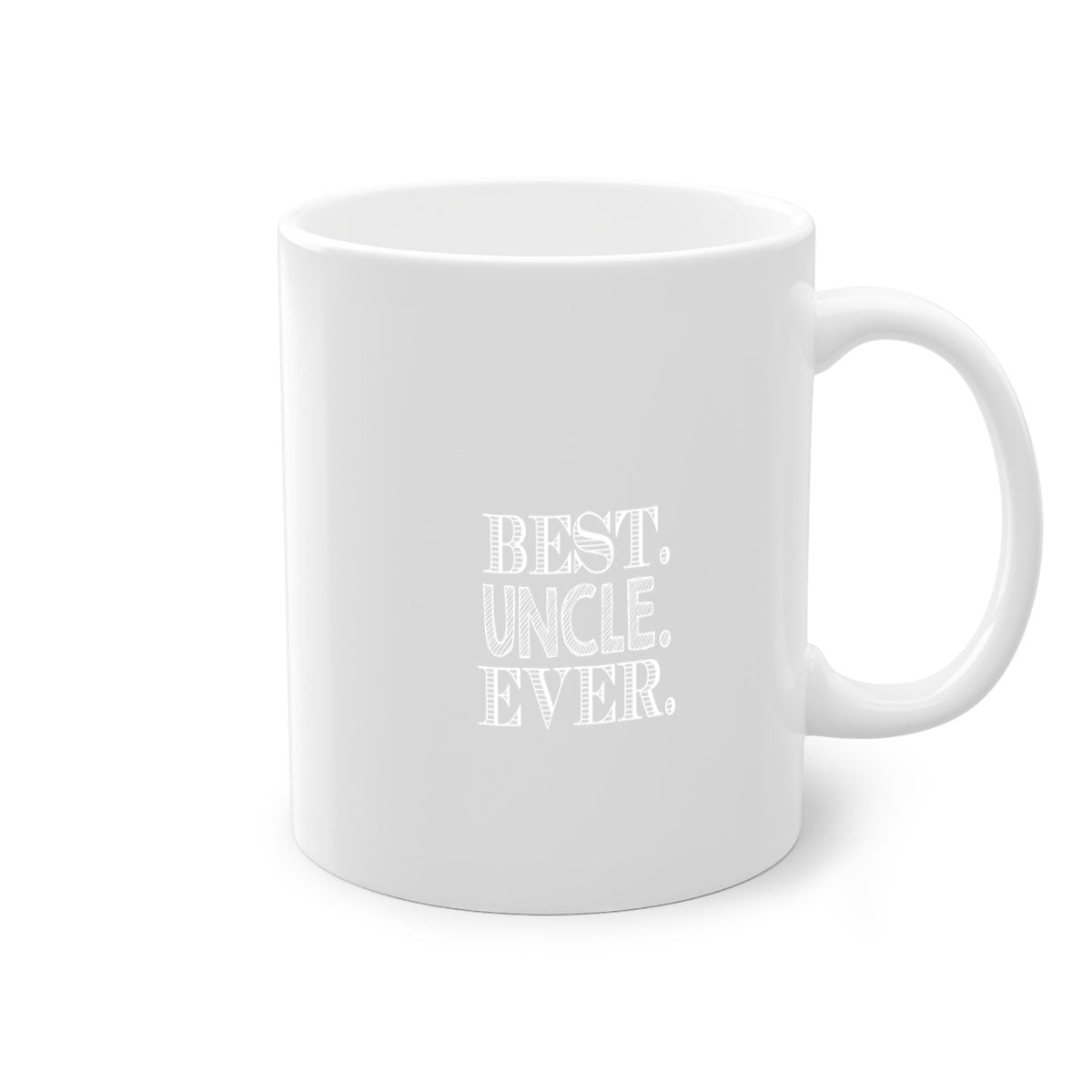 Best Uncle Ever mug with colorful handle and glossy finish, perfect for coffee or tea.