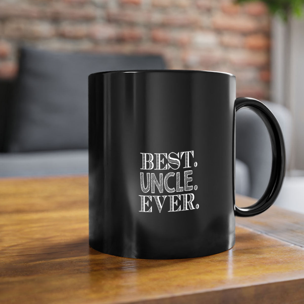 Best Uncle Ever mug with colorful handle and glossy finish, perfect for coffee or tea.