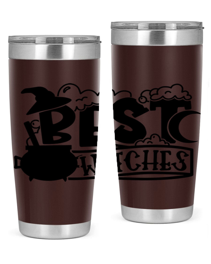 Best Witches 20oz Halloween Tumbler made of stainless steel with a whimsical design, perfect for hot and cold beverages.