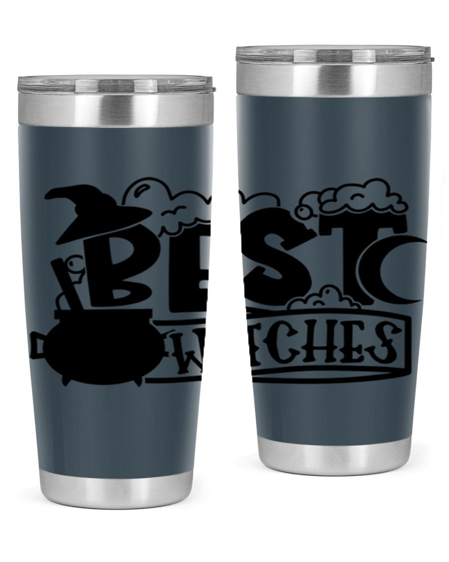 Best Witches 20oz Halloween Tumbler made of stainless steel with a whimsical design, perfect for hot and cold beverages.