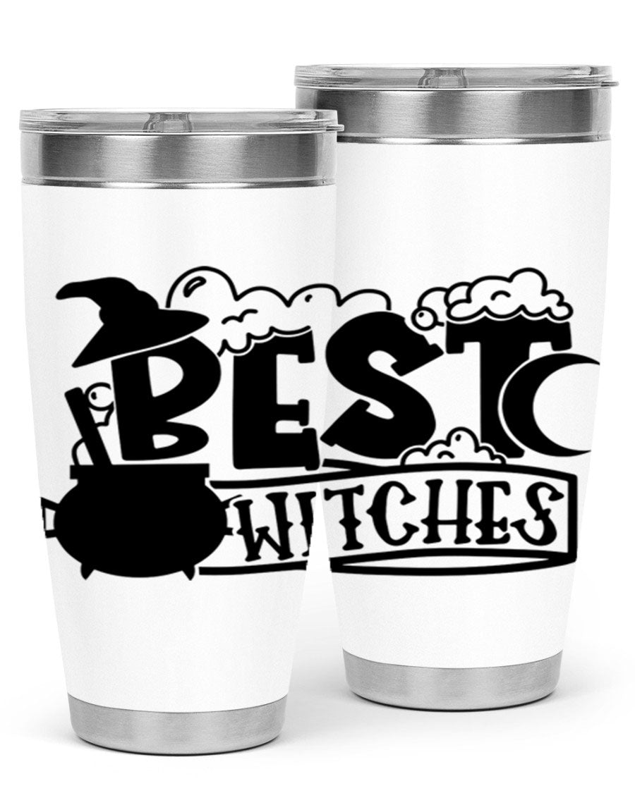 Best Witches 20oz Halloween Tumbler made of stainless steel with a whimsical design, perfect for hot and cold beverages.