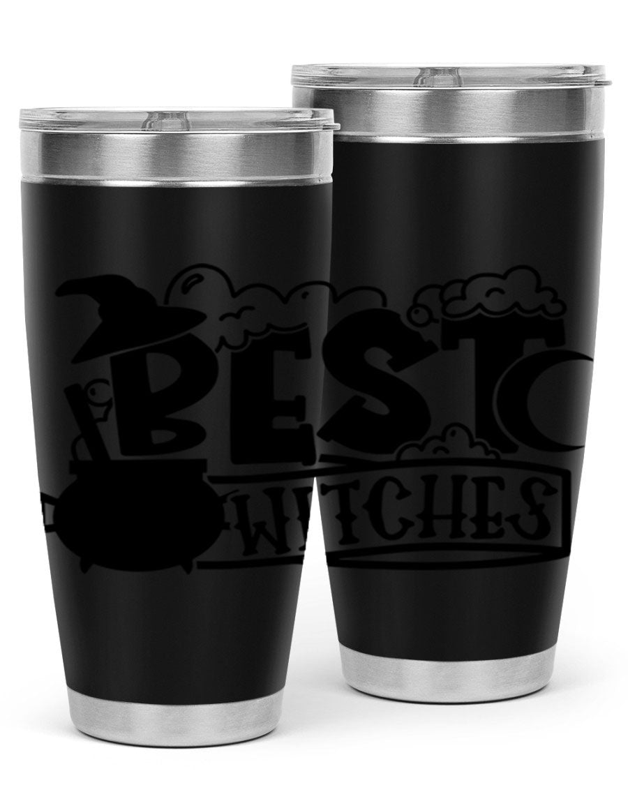 Best Witches 20oz Halloween Tumbler made of stainless steel with a whimsical design, perfect for hot and cold beverages.