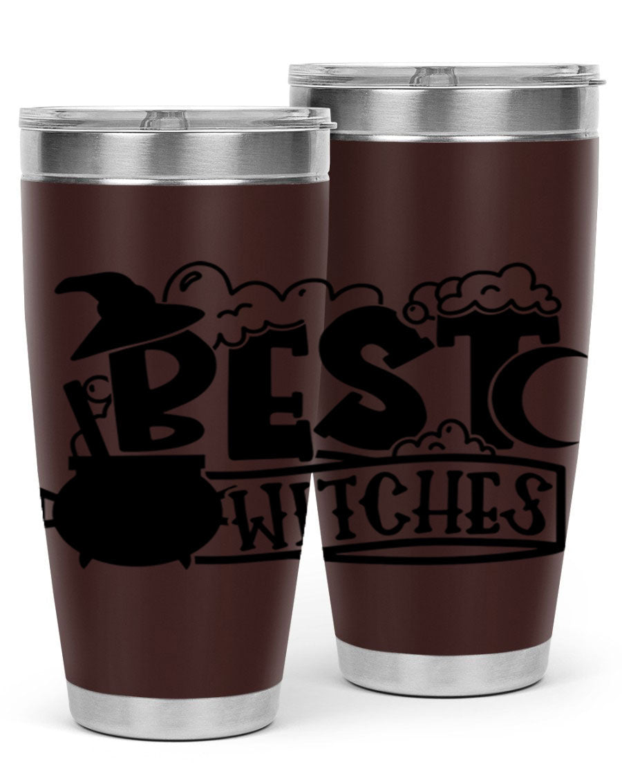 Best Witches 20oz Halloween Tumbler made of stainless steel with a whimsical design, perfect for hot and cold beverages.