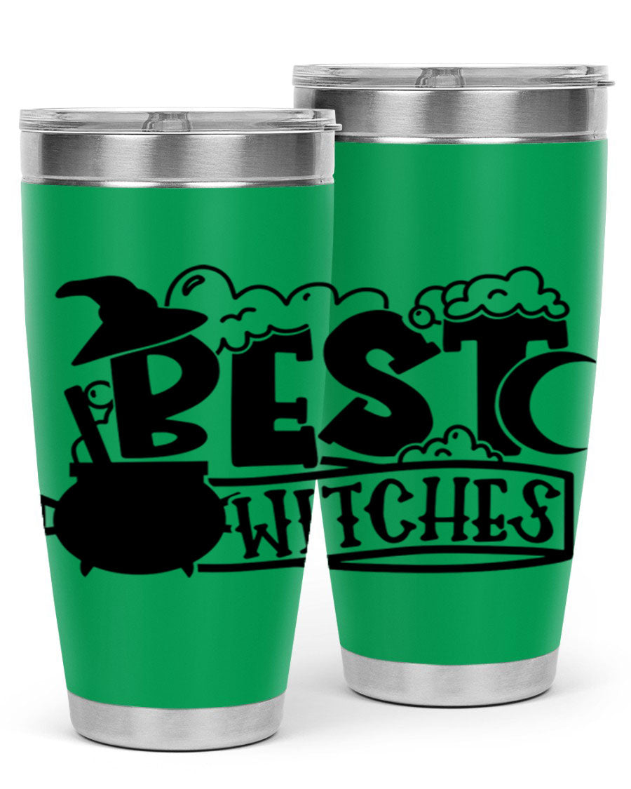 Best Witches 20oz Halloween Tumbler made of stainless steel with a whimsical design, perfect for hot and cold beverages.