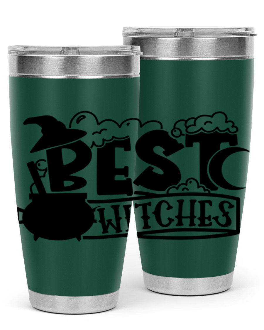 Best Witches 20oz Halloween Tumbler made of stainless steel with a whimsical design, perfect for hot and cold beverages.