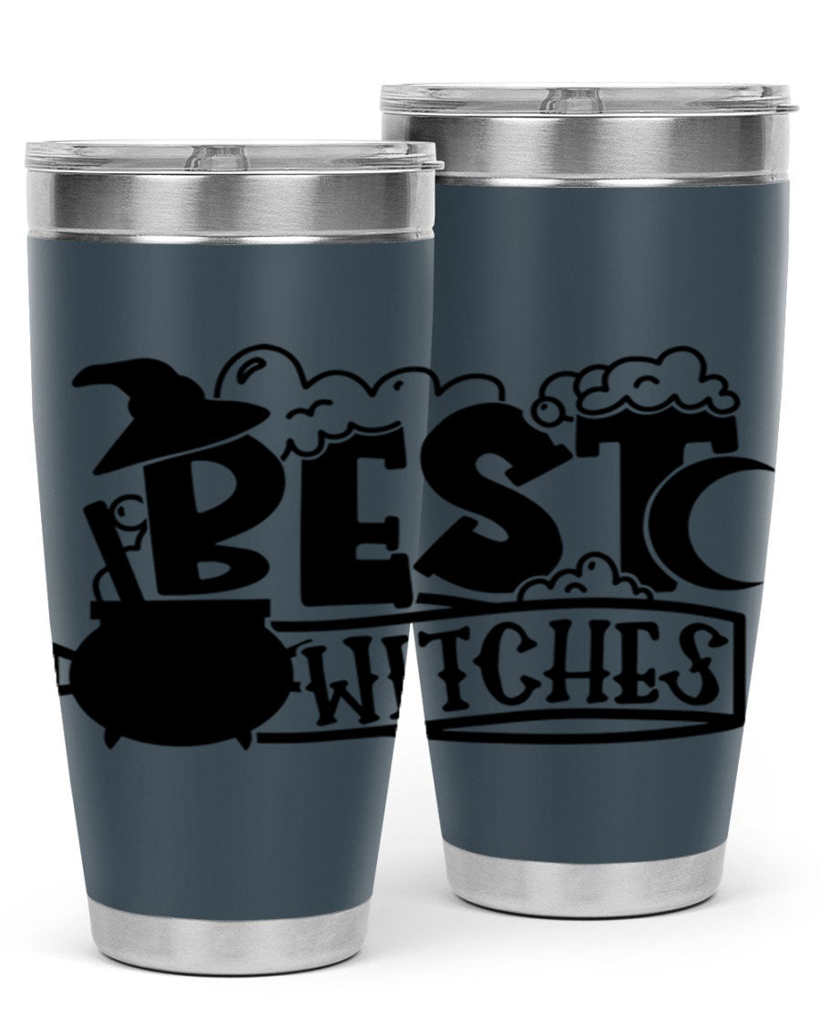 Best Witches 20oz Halloween Tumbler made of stainless steel with a whimsical design, perfect for hot and cold beverages.