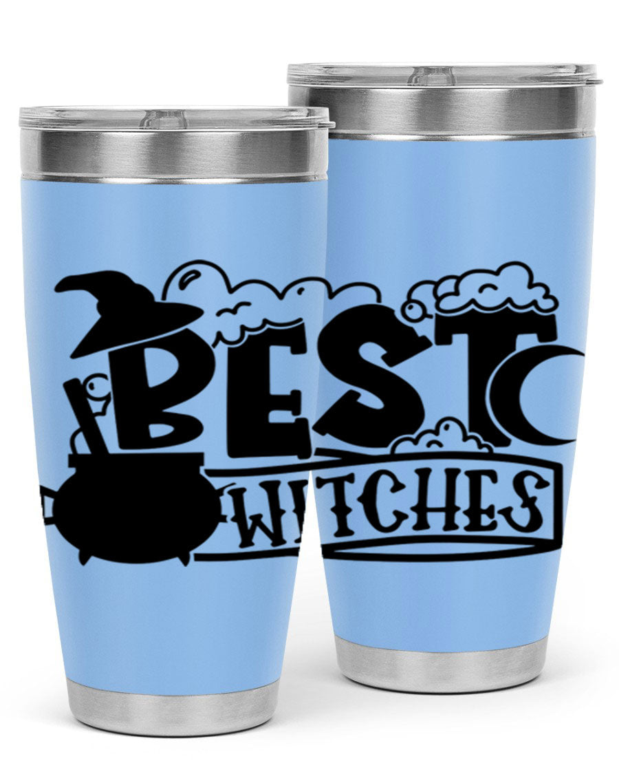 Best Witches 20oz Halloween Tumbler made of stainless steel with a whimsical design, perfect for hot and cold beverages.