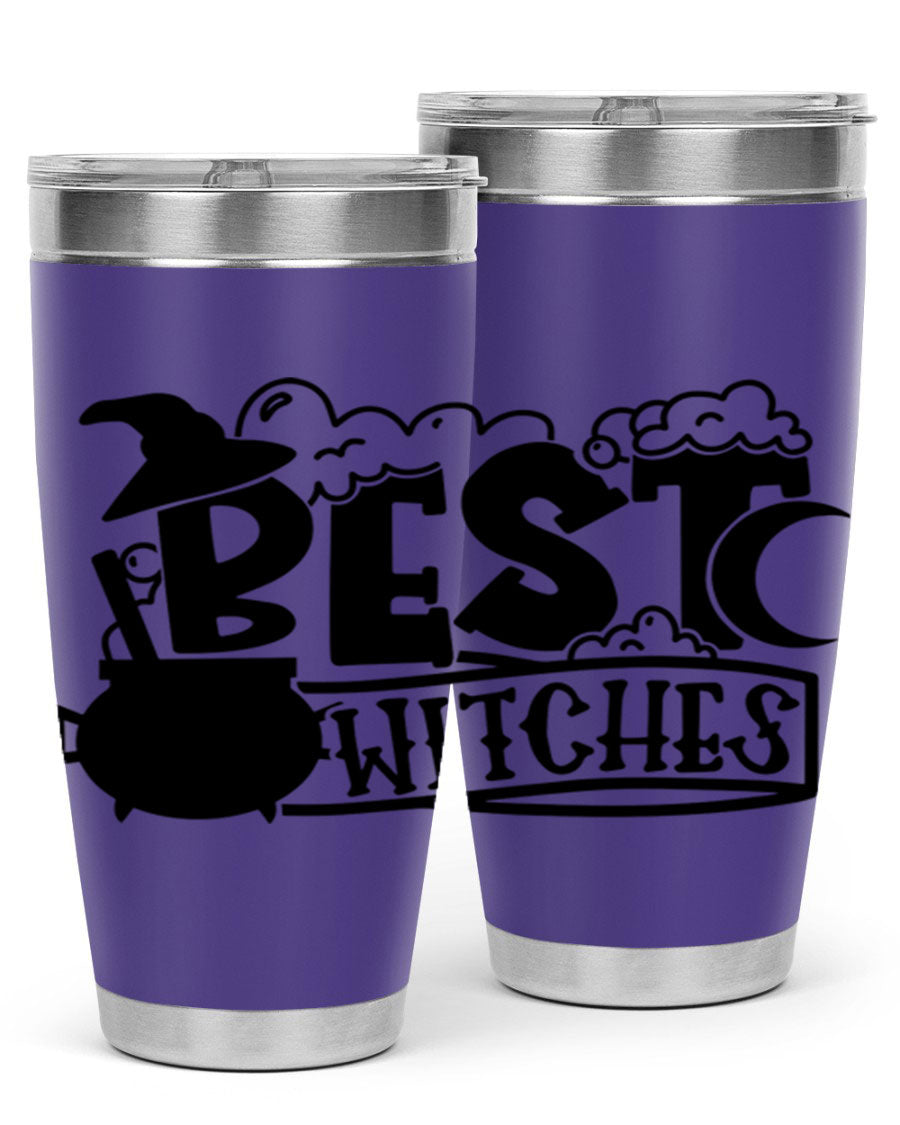 Best Witches 20oz Halloween Tumbler made of stainless steel with a whimsical design, perfect for hot and cold beverages.