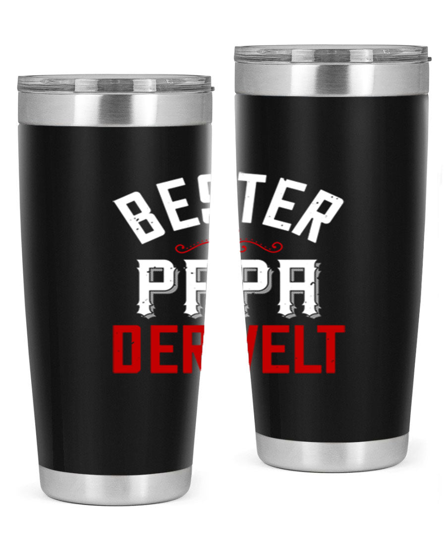 Bester Papa 46# 20oz tumbler featuring a stylish design, double wall vacuum insulation, and a drink-thru lid, perfect for hot and cold beverages.