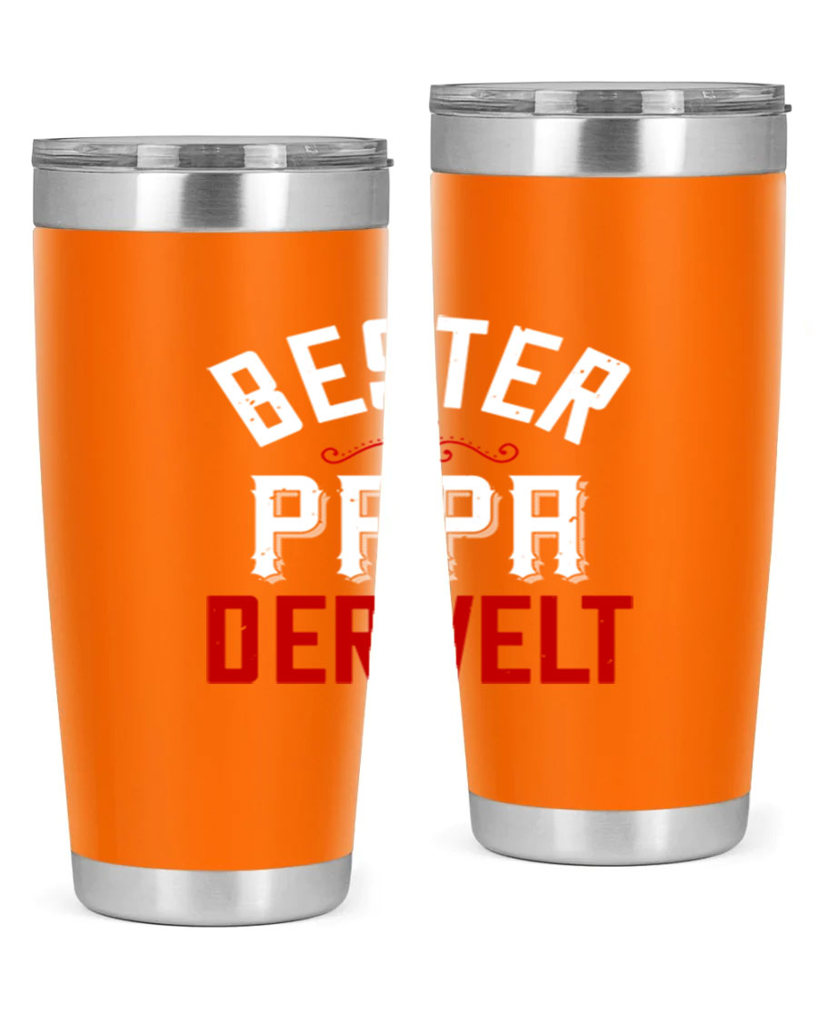 Bester Papa 46# 20oz tumbler featuring a stylish design, double wall vacuum insulation, and a drink-thru lid, perfect for hot and cold beverages.