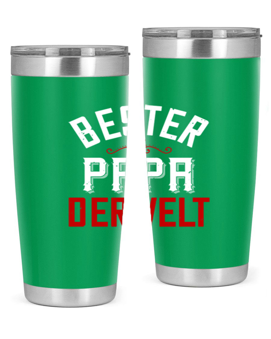 Bester Papa 46# 20oz tumbler featuring a stylish design, double wall vacuum insulation, and a drink-thru lid, perfect for hot and cold beverages.