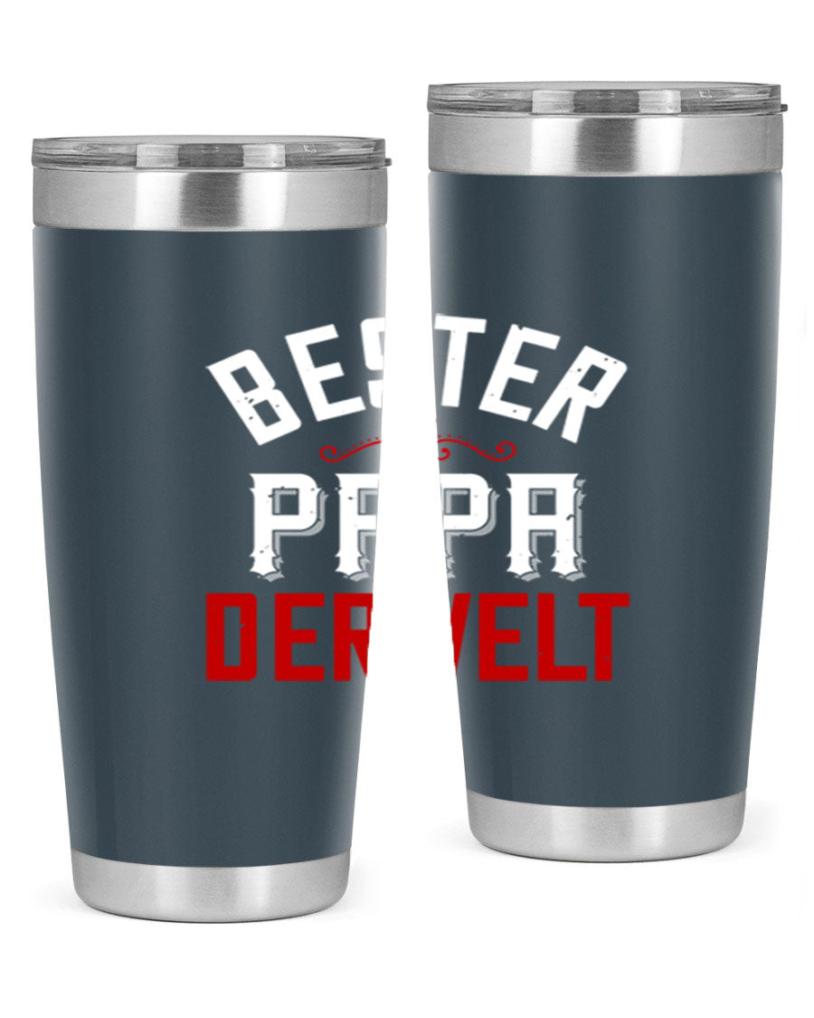 Bester Papa 46# 20oz tumbler featuring a stylish design, double wall vacuum insulation, and a drink-thru lid, perfect for hot and cold beverages.