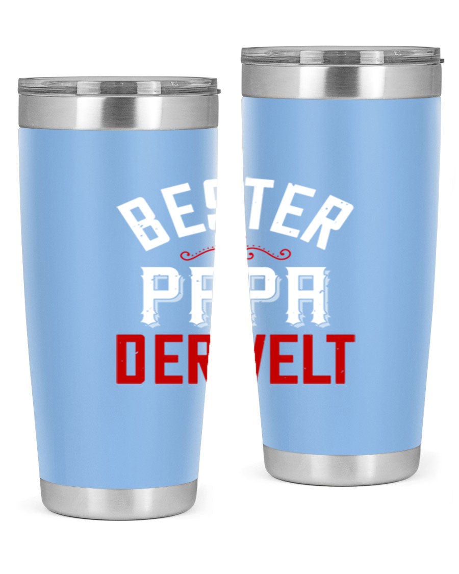 Bester Papa 46# 20oz tumbler featuring a stylish design, double wall vacuum insulation, and a drink-thru lid, perfect for hot and cold beverages.